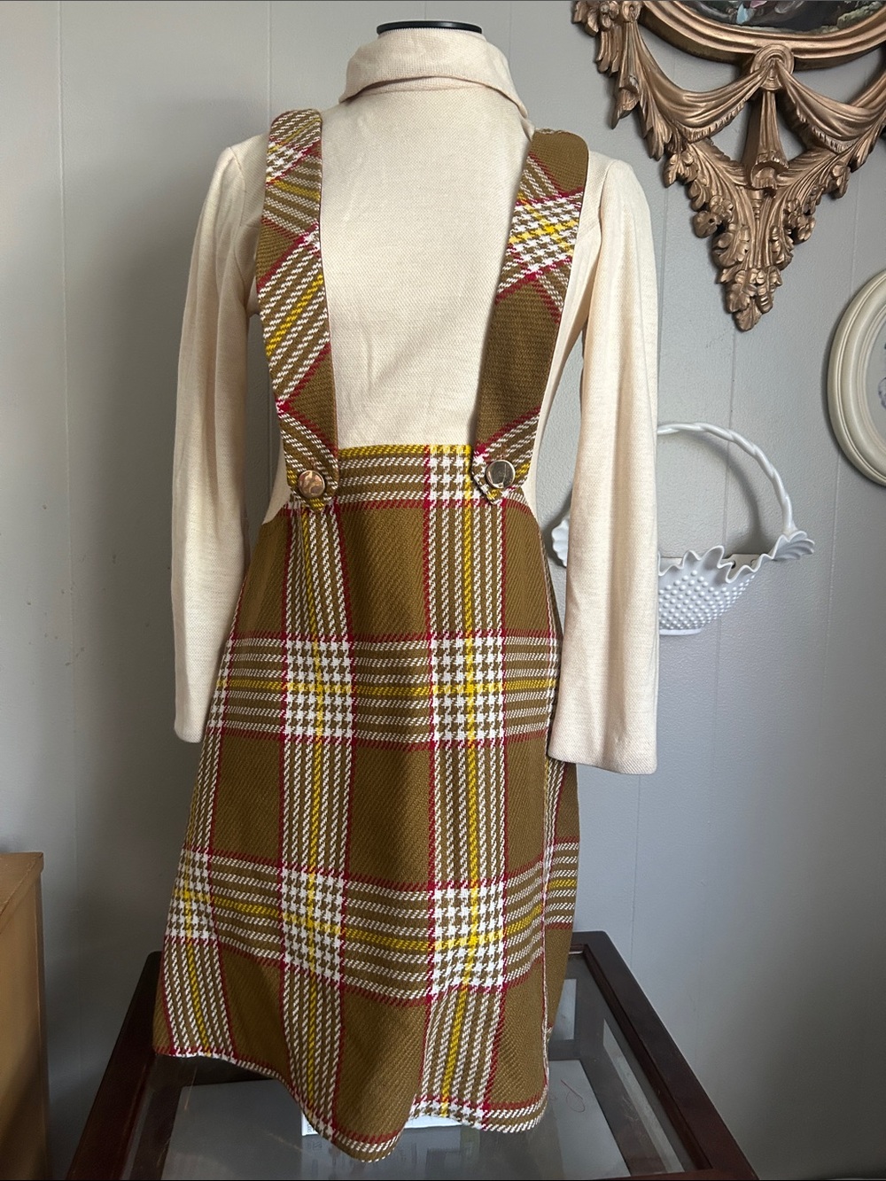 Vintage 60s mod styled plaid dress handmade